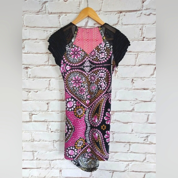 Cust Barcelona Y2K Artsy Asymmetric Draped Patchwork Tunic S - Picture 1 of 8